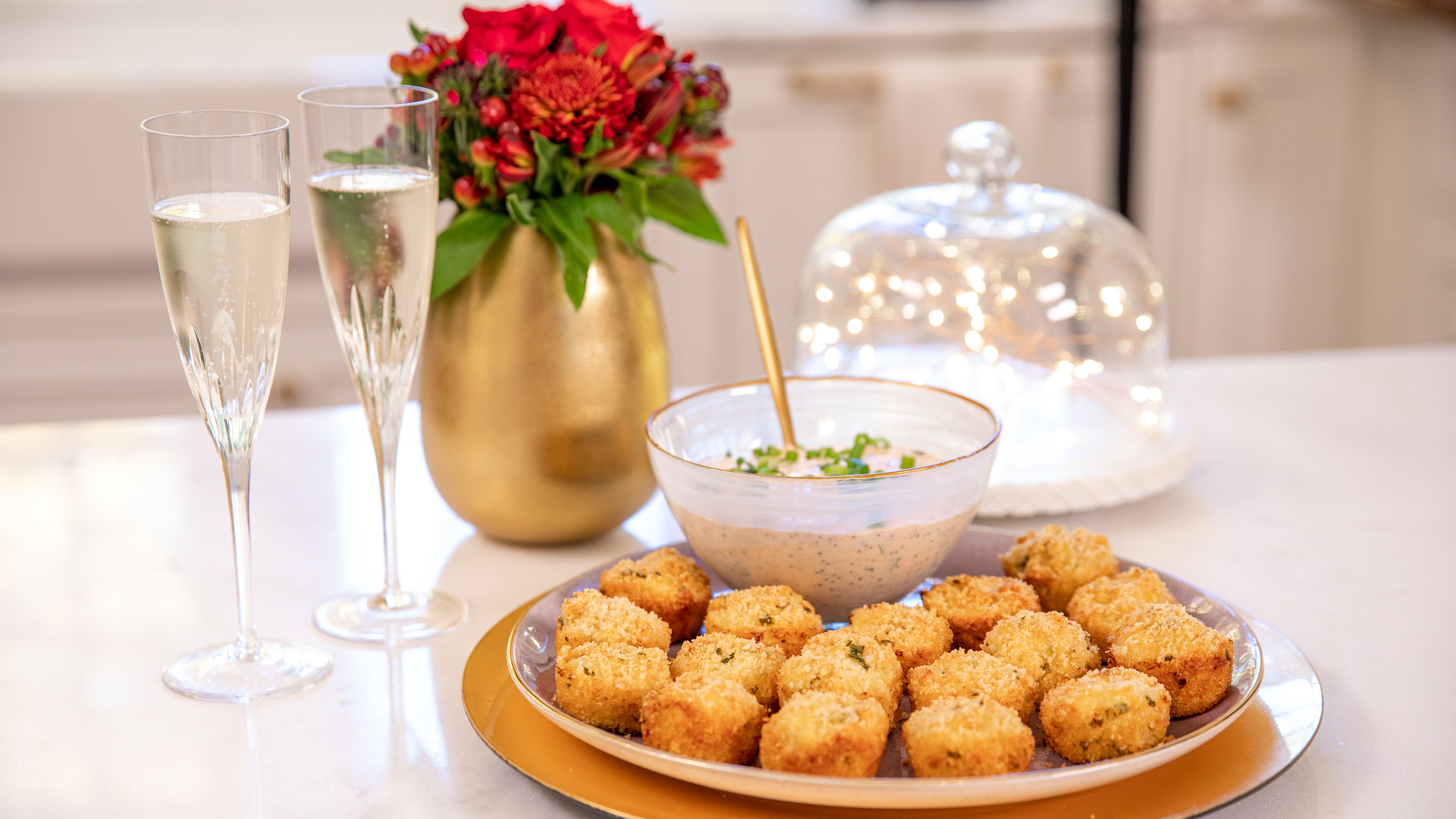 Holiday crab bites with remoulade.